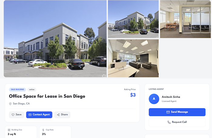Structured CRE listing results after automated extraction and review